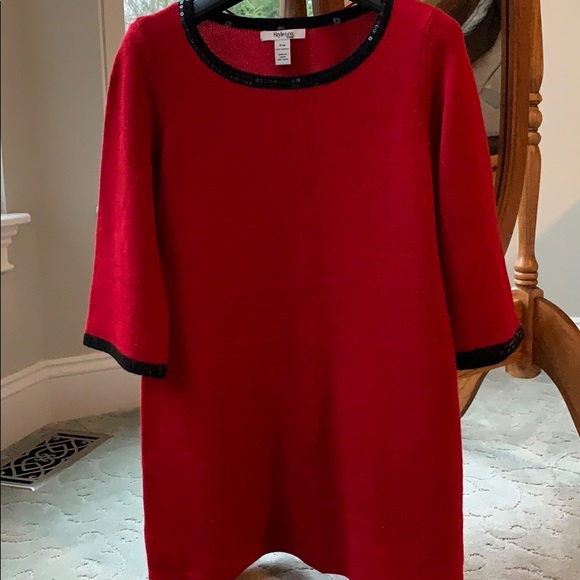 Style & Co. Sequined Red Sweater Tunic & Scarf set Petite Medium - Picture 8 of 13